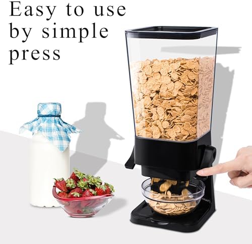Cereal Dispenser Countertop, 5L Kitchen Organization Cereal Containers Storage, Desktop Candy Dispenser Plastic Cereal Dispenser, Snack Containers Can Hold Granola, Dry Food, nut, Grain (Black, 2Pc) - Image 2