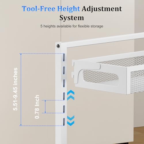 Petiza Metal Under Sink Organizer, Pull Out Cabinet Organizer Rack with Silk-Smooth Bottom Drawer, 5-Level Adjustable, Multi-Purpose Storage Shelf for Bathroom, Kitchen, Vanity, Pantry (2-Pack) - Image 5