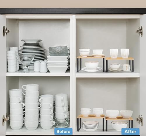 NEX Bamboo Cabinet Organizer Shelf, Kitchen Counter Shelves Set of 4 - Image 4