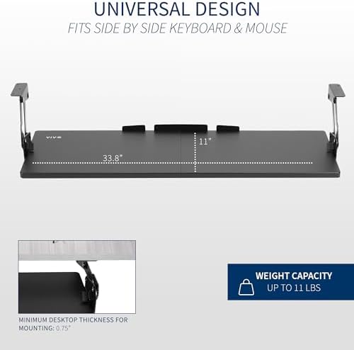 VIVO Black Under Desk 34 x 11 in Adjustable Keyboard Tray, MOUNT-KB34S - Image 3