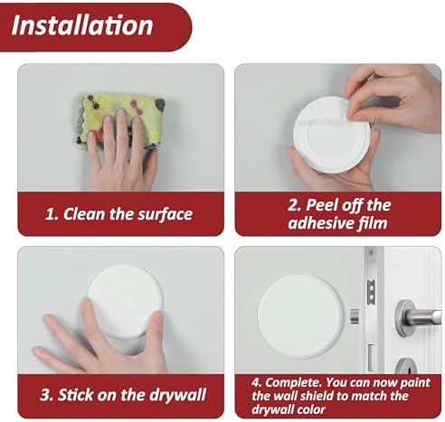 Wideskall® White Round Door Knob Wall Shield Self Adhesive Protector (3" inch Standard Size, 10.00, Count) - Image 6