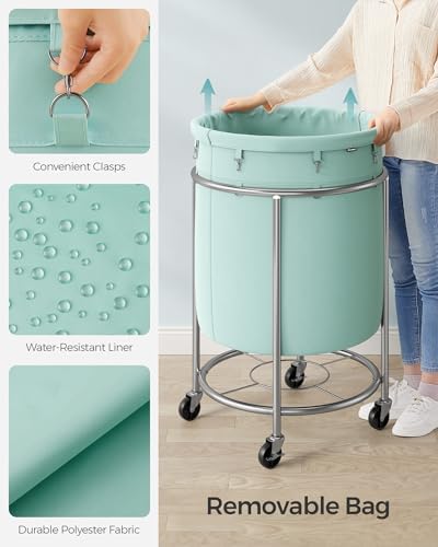 SONGMICS Laundry Basket, Rolling Steel Frame with 2 Locking Wheels, 190 L - Image 5