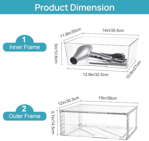Vtopmart 3 Pack Large Clear Stackable Storage Drawers for Closet, Pantry - Image 3