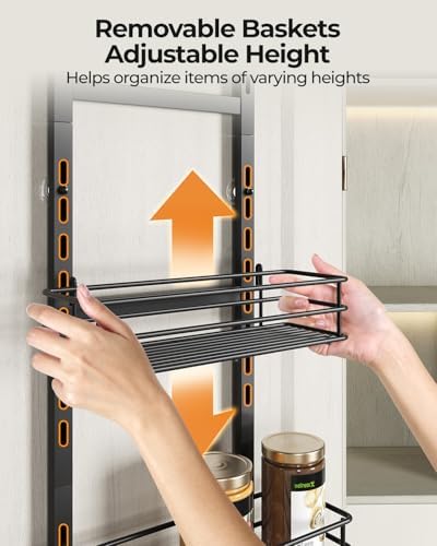 6-Tier Narrow Pantry Door Organizer,Over the Door Pantry Organizer,Black - Image 4