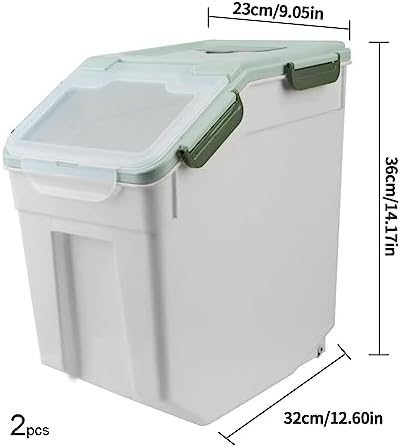 25LB Large Flour Storage Container Bin ,2 Pack Airtight Plastic with Wheels Seal Locking Lid Dispenser Organizer Storage Bin with Measuring Cup & Scoop for Flour, Rice, Grain 50LBS Total - Image 4