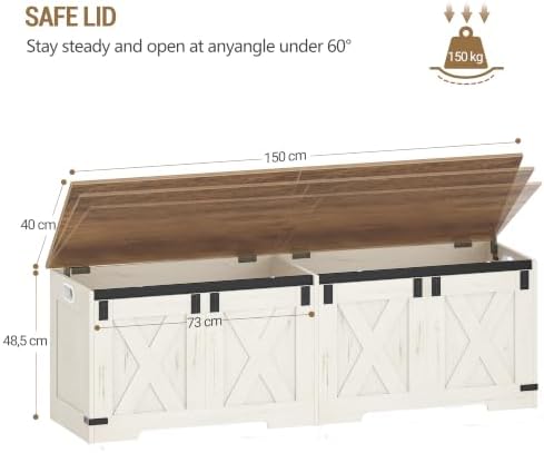 Hzuaneri 59 inches Farmhouse Storage Chest and Bench | 70 Gal | 330lb Seat - Image 3