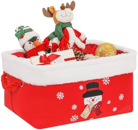 Christmas Gifts Baskets Empty Christmas Ornament Box Xmas Storage Baskets Canvas Toys Organizer Bin for Holiday, Snowman Raffle Basket Foldable Baskets for Nursery/Living room, Kids Toy Chest, Large by Unknown