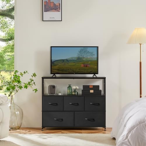 DUMOS TV Stand Dresser, Media Console with Storage Drawers, TV Table - Image 2