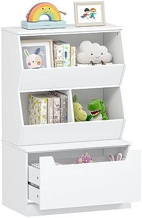 UTEX Slanted Kids Toy Storage Organizer, Children Storage Cubby with Drawer by UTEX