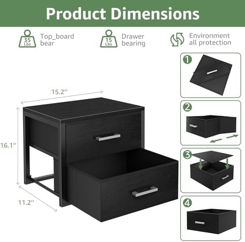BOLUO Stackable Storage Drawers Closet Organizers and Storage Fabric Black 2 Drawer Dresser for Bedroom Modern - Image 3