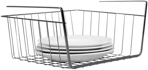 Under Shelf Steel Wire Basket Hanging Storage by Home Basics | Space Saver Slide-On Shelf Basket for Pantry, Cabinets, Closet - No Hardware Needed - Black Onyx by HomeBasics