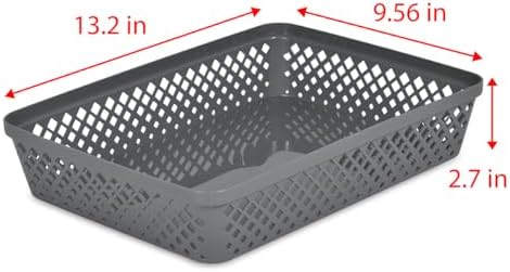 Glad Plastic Storage Basket Set - Multipurpose Drawer Trays, Kitchen Pantry Containers, and Bathroom Bins - 3 Pack Large Organizers, Grey - Image 6