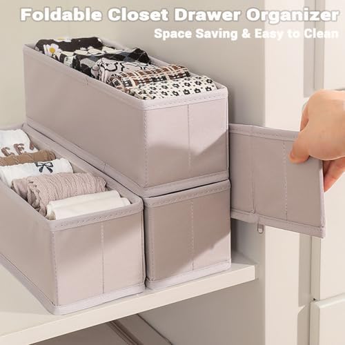 MURRI&MURRDI Mini Foldable Clothes Drawer Organizer 6 Pcs, Small Fabric Storage Organizer for Nursery, Sock, Underwear, Bra, Belt, Tie, Scarves , Gray - Image 6