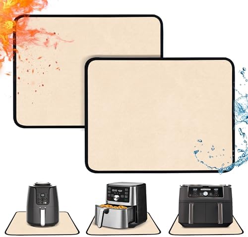 2 PCS Heat Resistant Mats for Countertop Air Fryer, 20x16in, Khaki by Amerbro