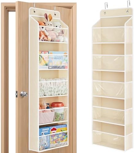 JARLINK Over The Door Toy Storage Organizer w/Clear Window, Beige by JARLINK