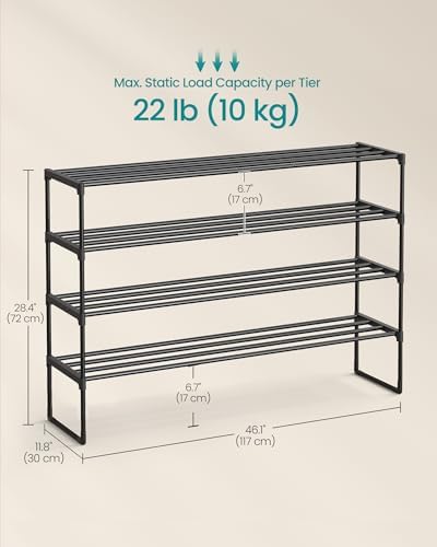 SONGMICS Shoe Rack, 4-Tier Shoe Organizer, Metal Storage Shelf - Image 2