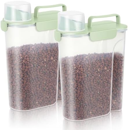 LEAWALK 5-7Lbs Airtight Dog Cat Food Storage Container Llight Green 2Pack by LEAWALK