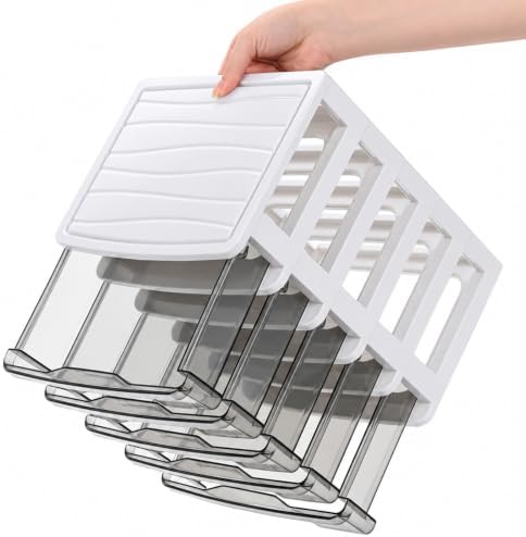 DEAYOU 5 Drawer Desktop Storage Bin Unit, Small Plastic Organizer, White Frame with Clear Drawer, Mini Container Case for Desk, Storing Craft, Accessory, Stationery - Image 5