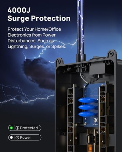 TROND Power Strip Surge Protector 10ft Cord, 4000J, 4 USB, ETL Listed,Black - Image 3