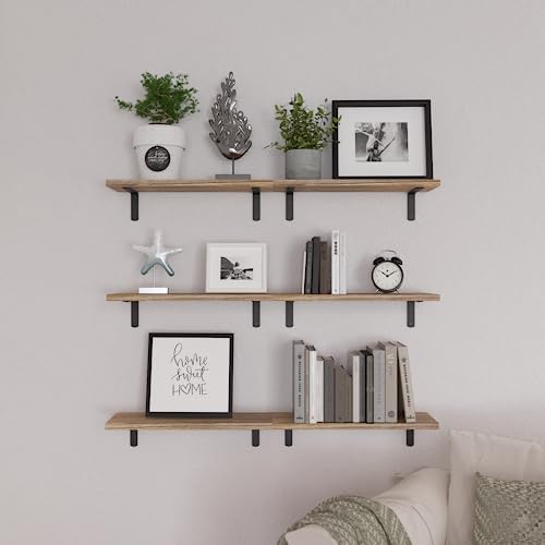 WOPITUES Floating Shelves Set of 6 for Wall Decor & Storage, Rustic Brown - Image 6