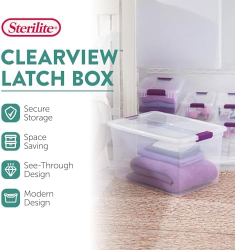Sterilite ClearView Latch Boxes, Storage Bins with Lids, 66 Quart, 12-Pack - Image 2