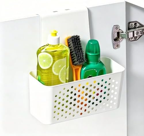 Over The Door Cabinet Organizer, Hanging Storage Basket, Wall Mount Pantry Organizer, Plastic Rack for Kitchen, Drawer, Bathroom, Garden Shed, Space Saving Holder（9.2" x 4" x 9.6") by Unknown