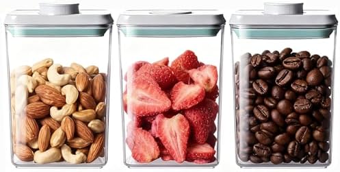 Pop Food Storage Containers Set Airtight Food Storage Containers with Pop Lids, Kitchen Pantry Organization and Storage, Cereal, Rice, Flour, Pasta & Snack Container, BPA Free, 3 x 1.2Qt by Unknown
