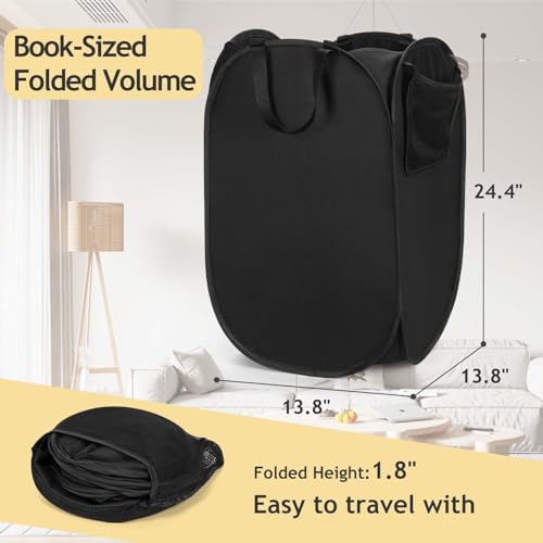 Upgraded Pop-up Laundry Hamper 2 Pack, 70L(18.5 Gal) Laundry Basket with Thickened 600D Oxford Fabric,2.4X Denser Mesh Side Pocket, 0.2mm Added Thickness Steel Frame, Easy to Open and Fold for Storage - Image 2