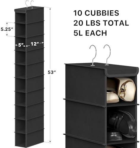 Simple Houseware 10 Shelves Closet Hanging Shoe Organizer, Black - Image 2