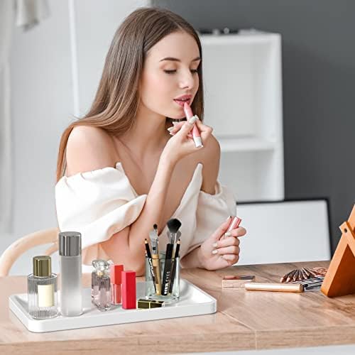 Weenson Bathroom Vanity Tray for Countertop Toiletries Makeup Decor Perfume Candles, Kitchen Tray for Soap Dispenser Spice Salt Coffee, Toilet Tank Tray Bamboo11.81” L x 6.1” W x 0.79” H (White) - Image 4