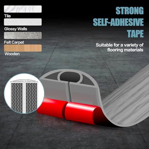 Floor Cord Cover Self Adhesive Cord Hider,10FT Cable Management, Extension Strip Protector for Wires, Prevent Cable Trips for Offices, Gyms, Exhibitions Cavity:0.39"(W) x 0.27"(H) Gray Wood - Image 4