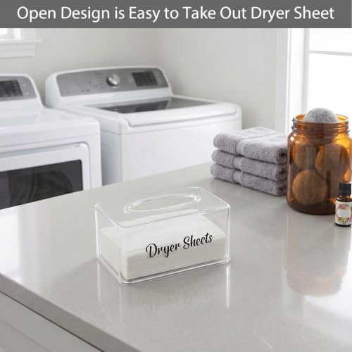 Dryer Sheet Holder, Clear Dryer Sheet Container, Dryer Sheet Dispenser Box for Laundry Room, Plastic Rectangular Tissue Box Holder Organization - Image 4