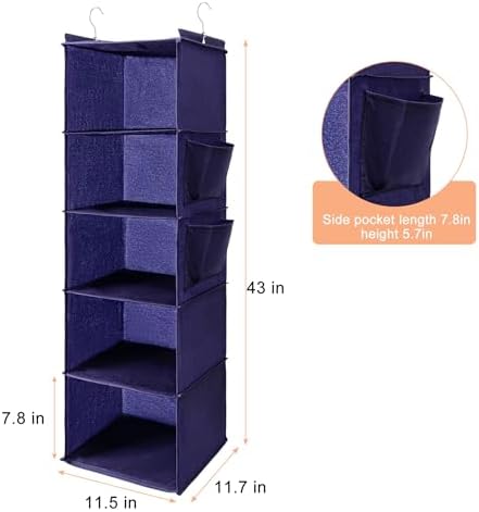 BOOMIBOO Hanging Closet Organize and Shelves,5-Hanging Shelf （Purple） - Image 2