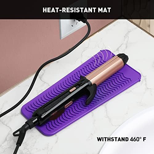 ZAXOP 2 Pack Heat Resistant Silicone Mat Pouch for Flat Iron, Curling Iron,Hair Straightener,Hair Curling Wands,Hot Hair Tools (Purple & Black) - Image 4