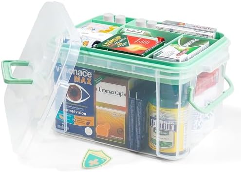 15qt Medicine Organizer - Plastic Portable Storage Box with Handle Green by HeyFoly