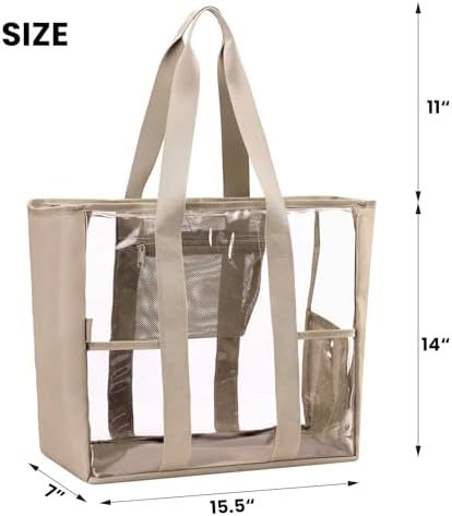 BORMELUN Large Clear Bag Tote for Work Concerts Stadium approved Heavy duty Transparent See Through Purse with mesh pockets - Image 3