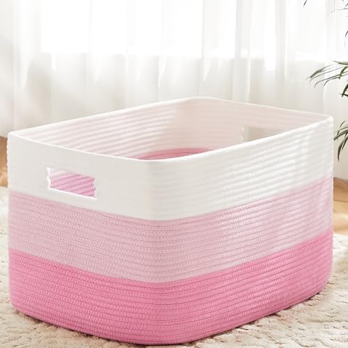 Artfeel Blanket Basket,Rectangle Woven Baskets for Storage,30L Laundry Basket for Decorative Nursery Blanket,Toys,Dirty Clothes and Magazine in Shelves,Baby Room,and Living Room by Artfeel