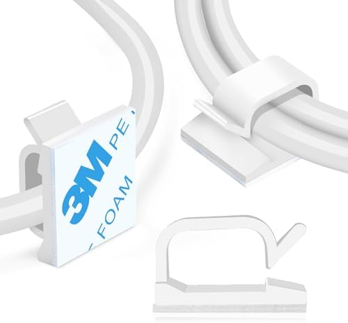 XHF 60PCS 5/8” White Adhesive Cable Wire Wall Light Clips, Cord Holder by XHF