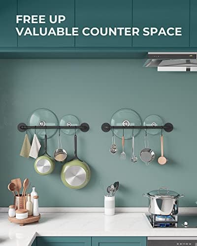 OROPY 21'' Pot Rack Wall Mounted, Iron Pipe Hanging Rack, 10 S Hooks, 2Pack - Image 4