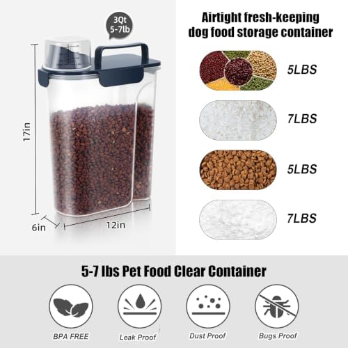 LEAWALK Cat Dog Pet Food Storage Container Up to 5-7Lbs BPA-free-Royal Blue - Image 5