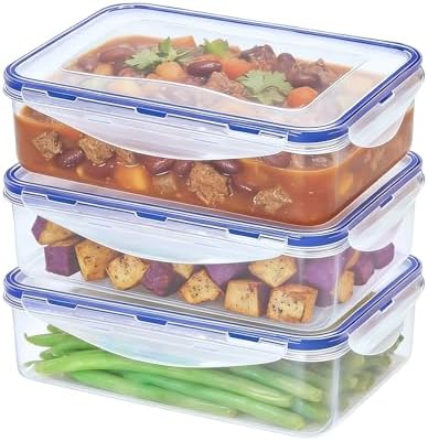 KIGI Plastic Food Storage Containers, Set of 3 (6.8 Cup) by KIGI