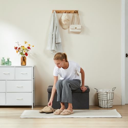 Sweetcrispy 30 Inch Folding Storage Ottoman Bench, Ottoman with Storage - Image 2