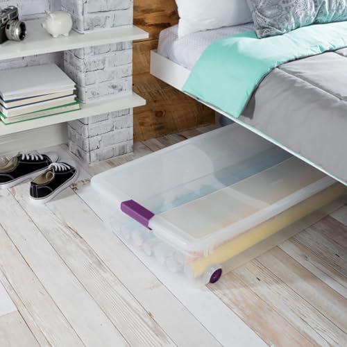 Sterilite ClearView Latch Wheeled Underbed Storage Boxes, 60 Quart, 12-Pack - Image 4