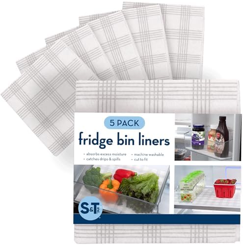S&T INC. Fridge Liners, 5 Pack, 12" x 24", Plaid by STINC