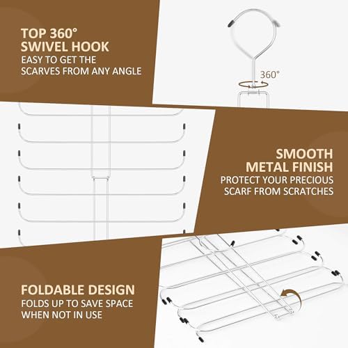 ZEDODIER 2 Pack Scarf Hanger, Scarf Organizer for Closet, Holds 40 Scarves - Image 4