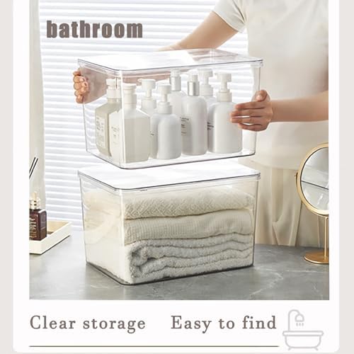Clear plastic storage bins with LIDS,storage containers for snacks, cosmetics, books, dog food, Storage Organizer for Nursery，Kitchen, Living room,Bedroom, Bathroom, Office (clear, 4XL) - Image 2
