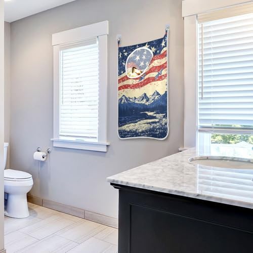 July 4th Flags Mountains Blue Door Hanging Laundry Hamper Bag with Free Adjustable Stainless Steel Hooks Dirty Clothes Hamper Extra Large Over the Door Laundry Hamper 29.5X20inch 2Pack - Image 7