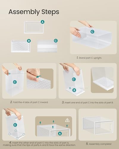 SONGMICS Shoe Boxes, Clear Plastic Sneaker Box, Pack of 24 - Image 7