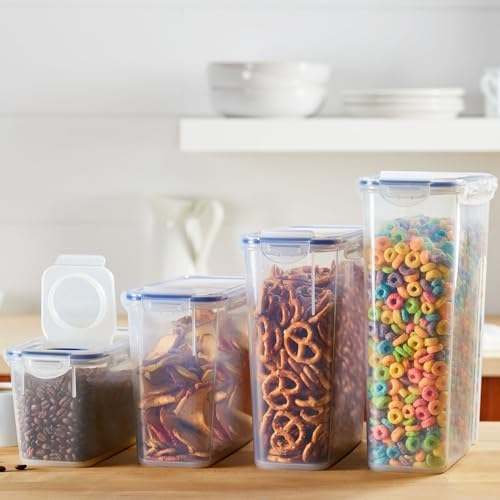 LocknLock Easy Essentials Pantry Food Storage Container Set/Food Storage Bin Set, Rectangular, BPA-free/Dishwasher Safe, 4 Piece - Clear - Image 4