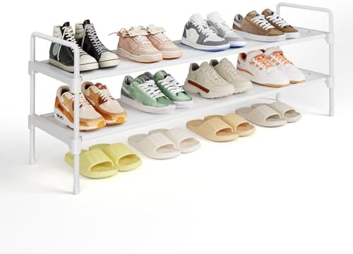 Kitsure Long Shoe Rack for Closet, 36.1" Wide - 2 Tiers, White by Kitsure